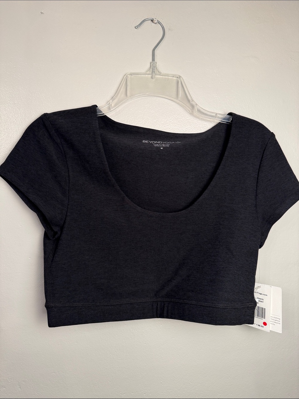 Beyond Yoga Black Scoop Short-Sleeve Crop Top Size Medium